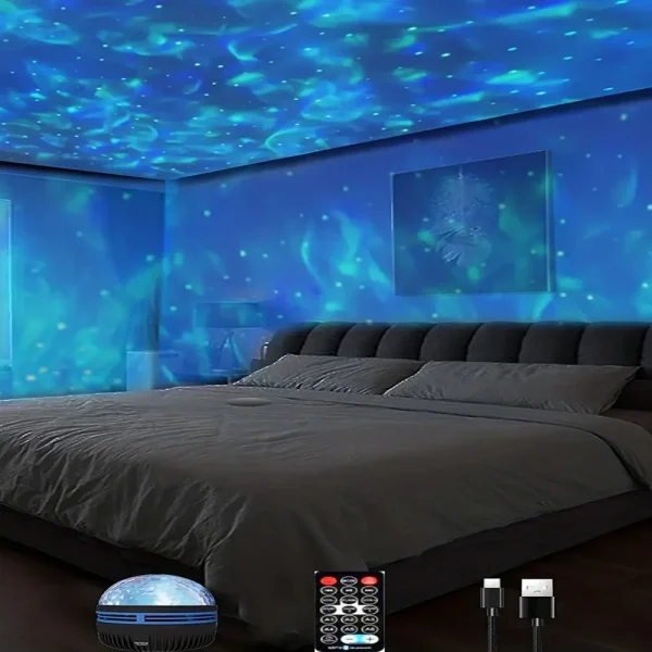 Projecteur d'ambiance USB : vagues, étoiles, aurore ou nébuleuse