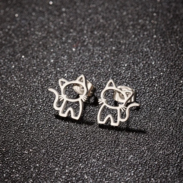 Puces d'oreilles chat en acier inoxydable