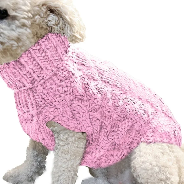 Pull col roulé torsadé pour chien