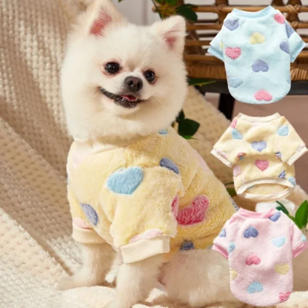 Pull en flanelle à cœurs pour chien