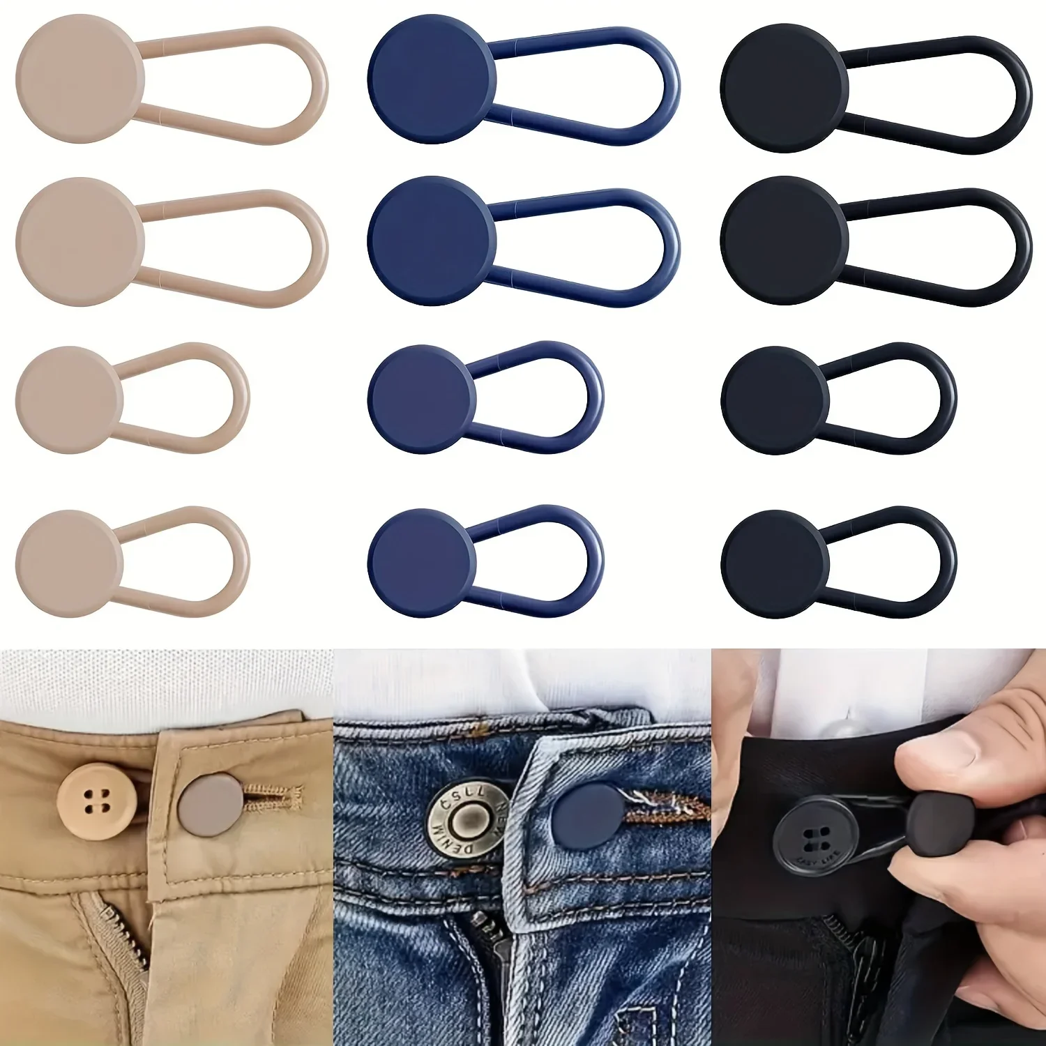 Rallonges de bouton beige, bleues et noires