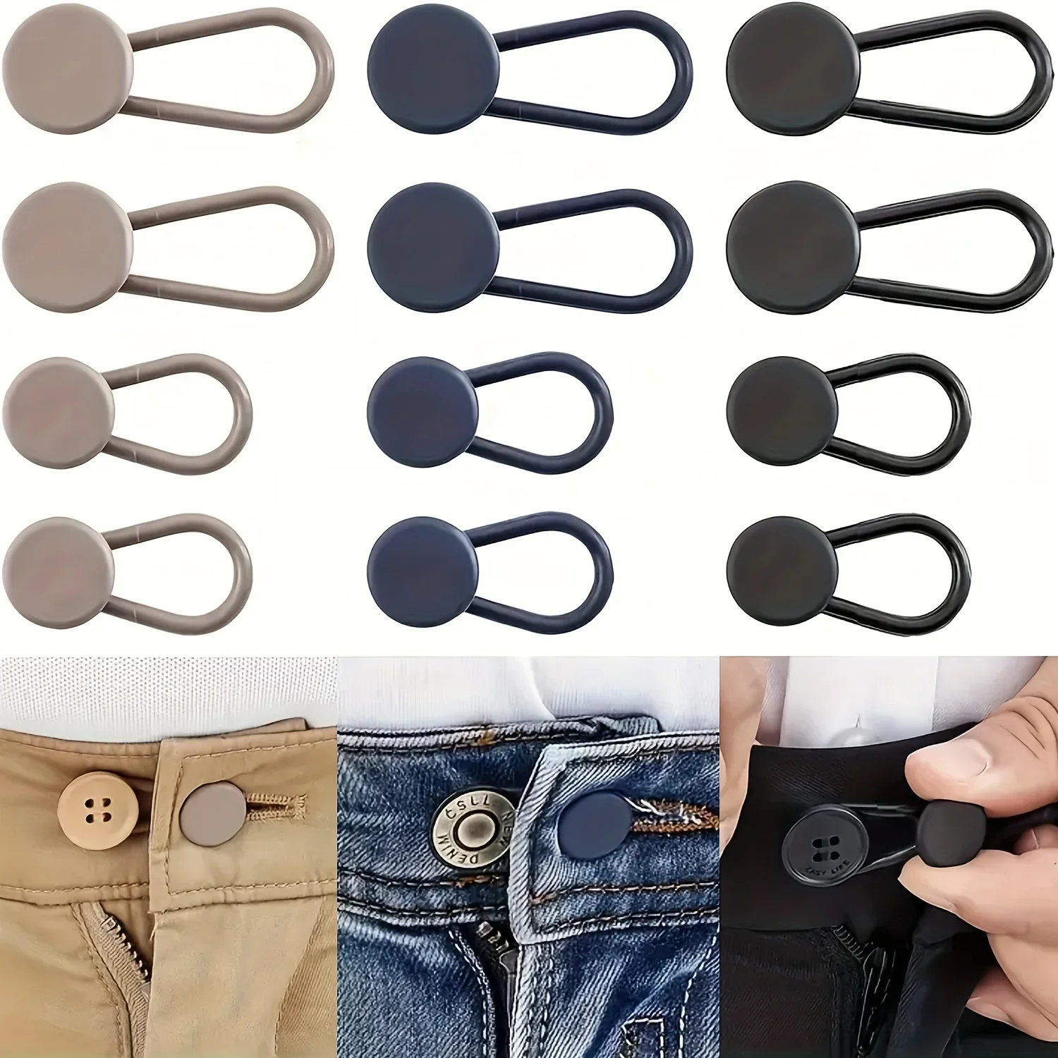 Rallonges de bouton posées sur jeans et pantalons