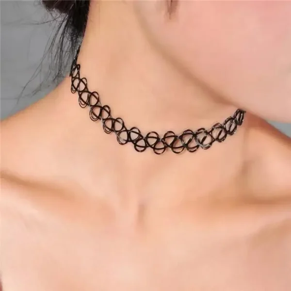 Ras du cou tatouage élastique noir