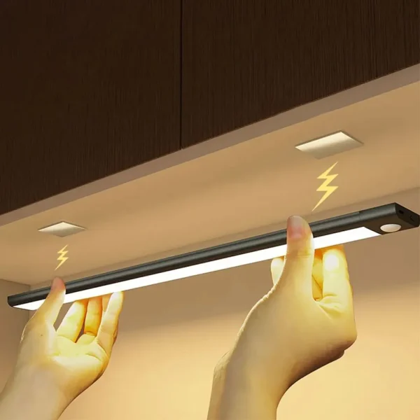 Réglette LED extra-plate en aluminium à détecteur, rechargeable, 10 à 50 cm