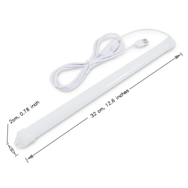 Réglette LED USB aimantée pour bureau ou étagère, 32 ou 37 cm