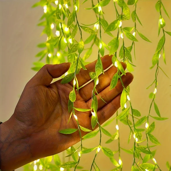 Rideau de saule lumineux à piles, 2 m