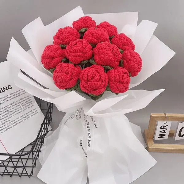 Rose au crochet faite main, 28 cm