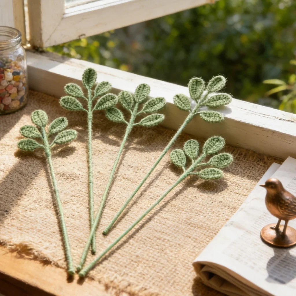 Tiges feuillues au crochet