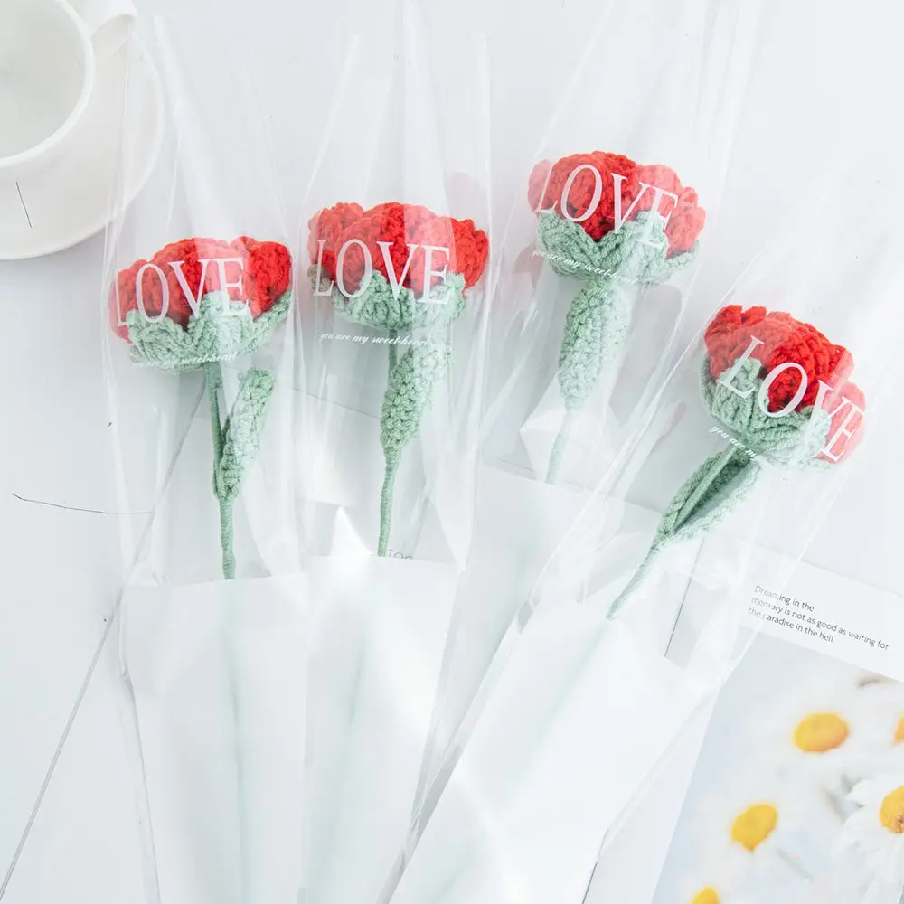 Roses au crochet emballées individuellement