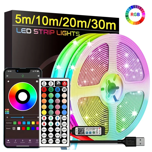 Rouleaux de ruban LED, télécommande et application