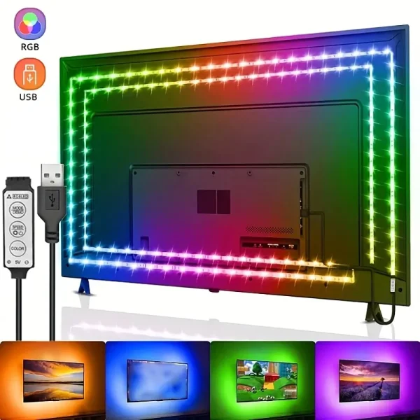 Ruban LED USB de rétroéclairage TV, multicolore, 1 à 10 m