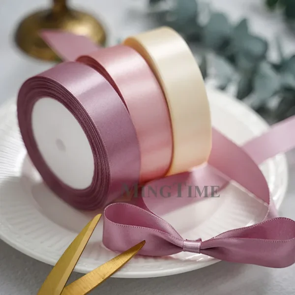 Ruban de satin en rouleau de 22 m, 6 à 50 mm