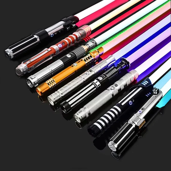 Sabre lumineux RGB à manche en métal, lame rechargeable, sons de duel