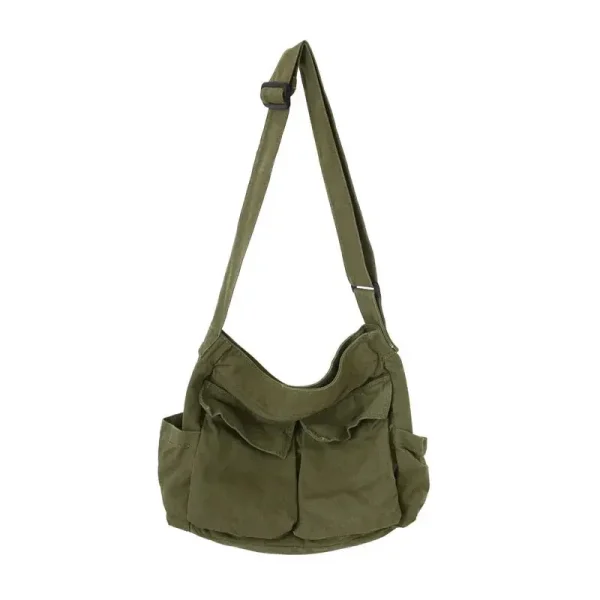 Grand sac besace en toile à poches