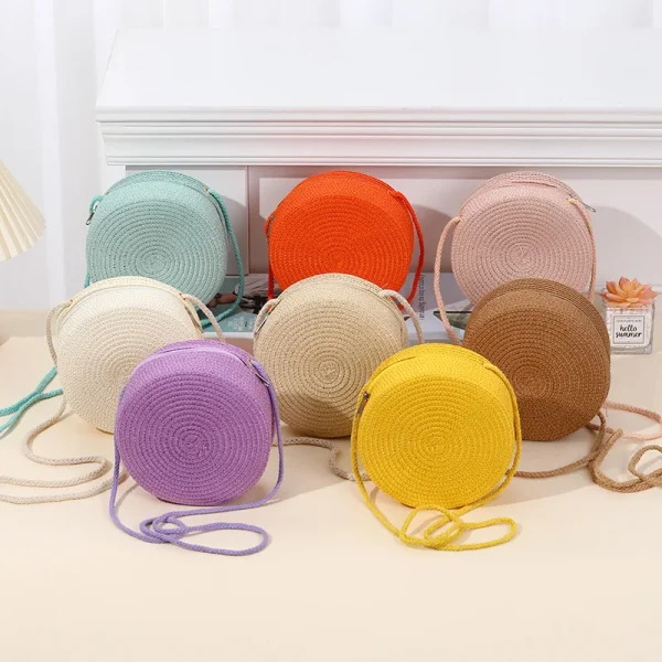 Sac rond en paille tressée
