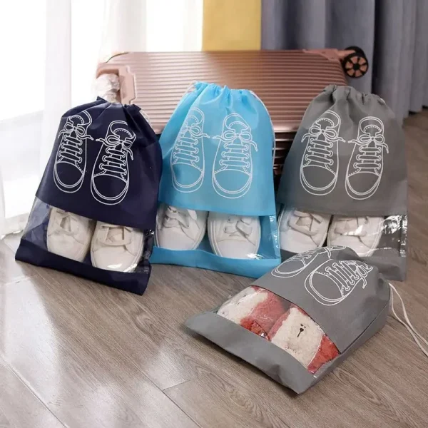 Sacs à chaussures à cordon avec fenêtre, lot de 5