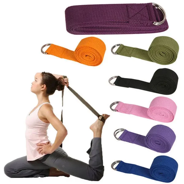 Sangle de yoga en coton à boucle en D