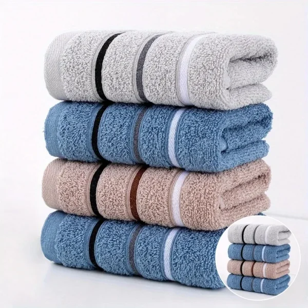 Serviettes de toilette en coton à rayures, 32 × 69 cm