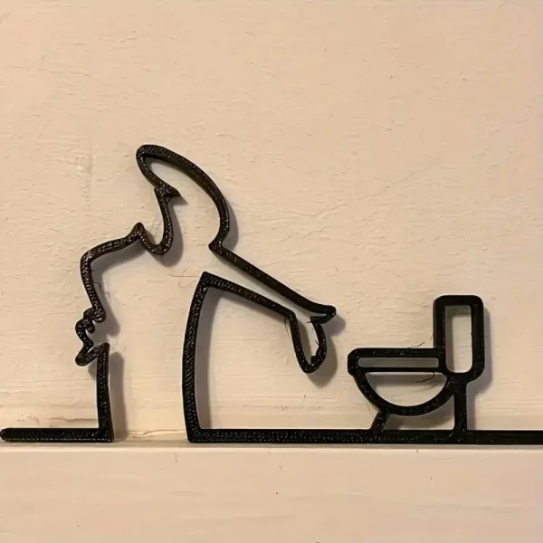 Silhouette murale WC en métal noir