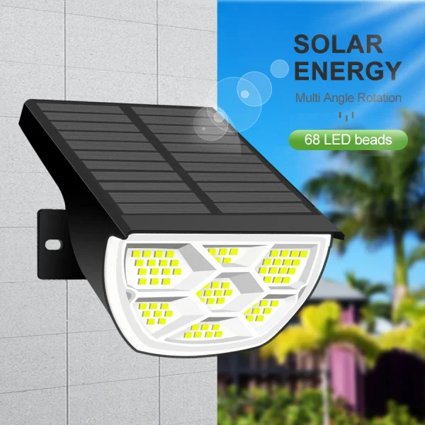 Spot solaire 68 LED fixé au mur