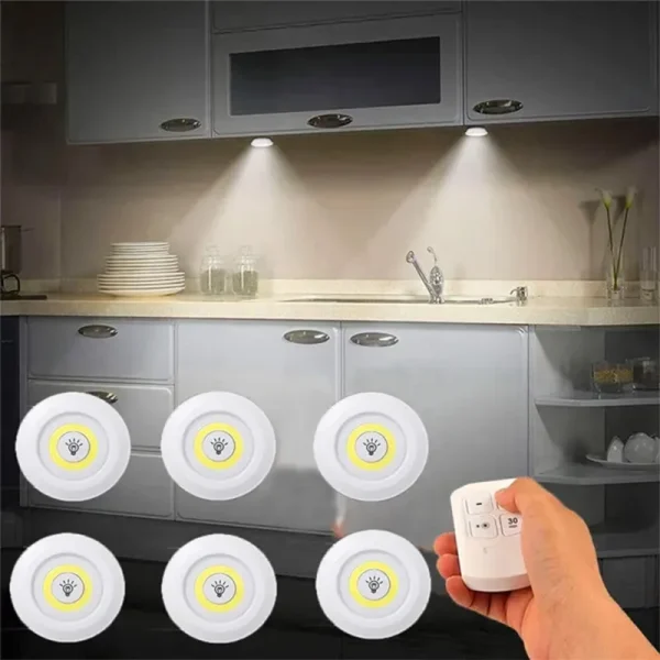 Spots LED adhésifs sans fil avec télécommande, lot de 1 à 8