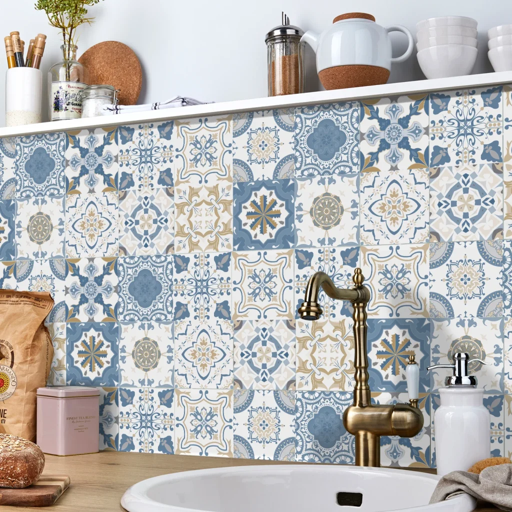 Crédence aux carreaux bleus