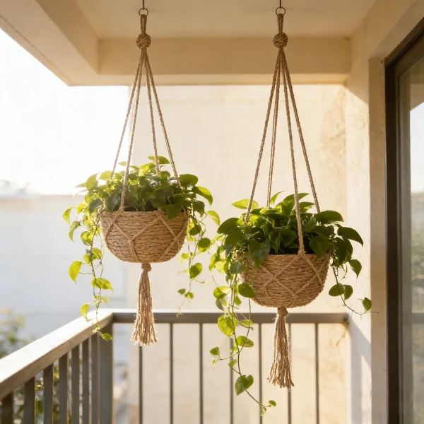 Suspension pour plante en macramé de jute, 60 à 120 cm