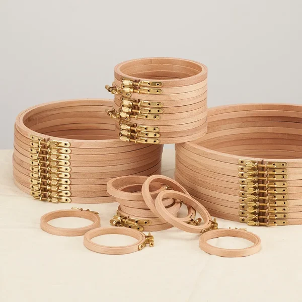 Tambour à broder en bois de hêtre, 7,5 à 30 cm