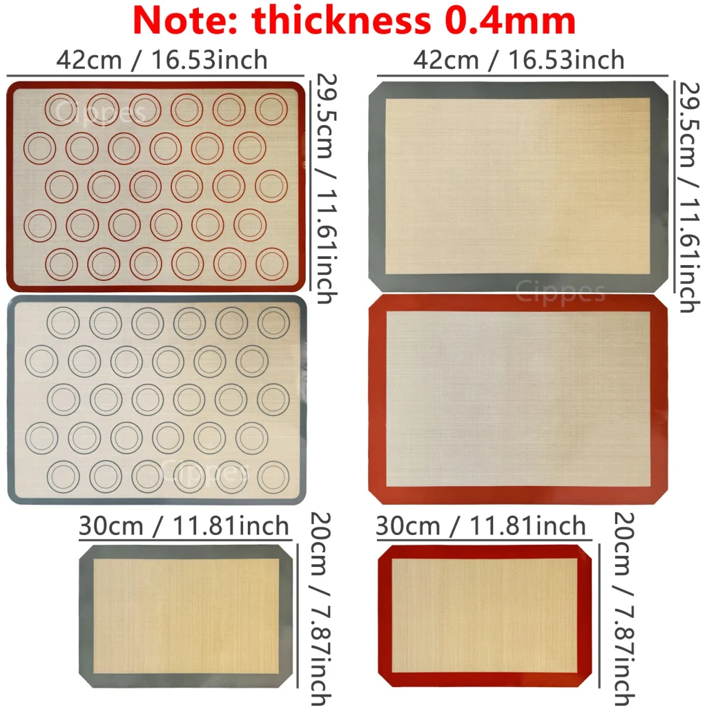Formats et motifs des tapis de cuisson