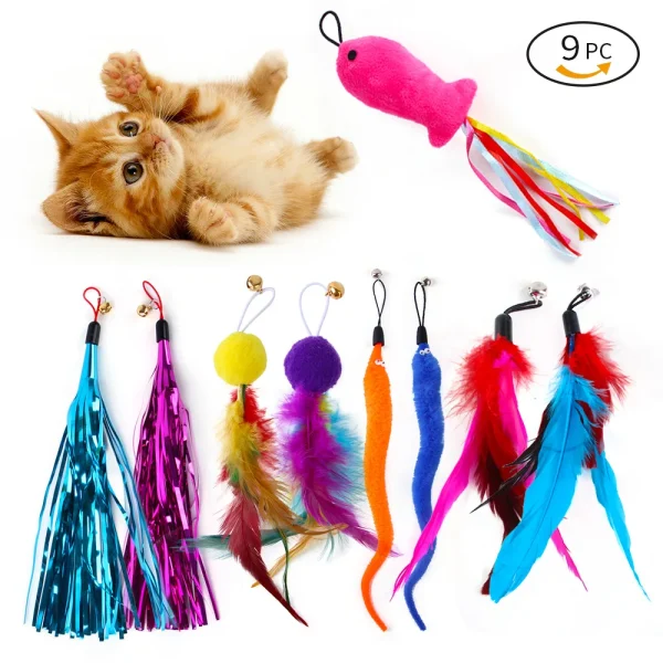 Têtes de rechange pour canne à chat, lot de 9