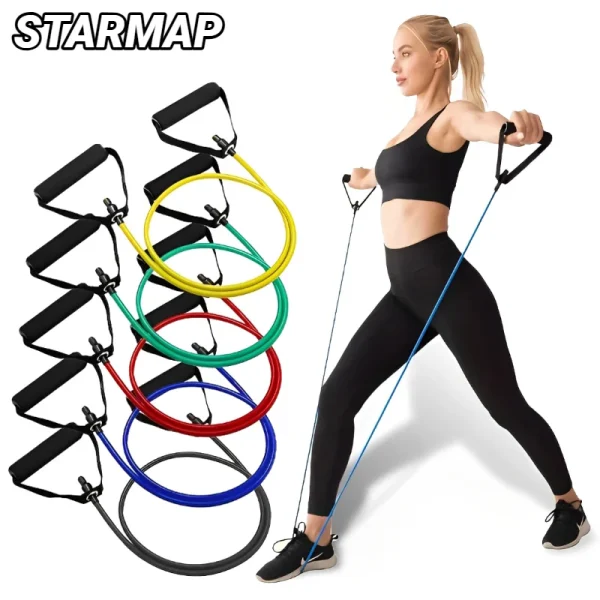 Tube élastique de musculation à poignées, 118 cm – 10 à 30 lb