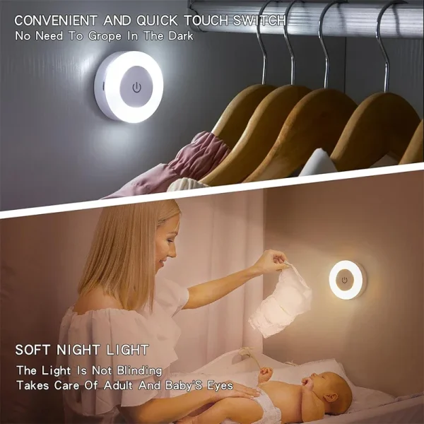 Veilleuses tactiles rechargeables 3 teintes, de 1 à 6