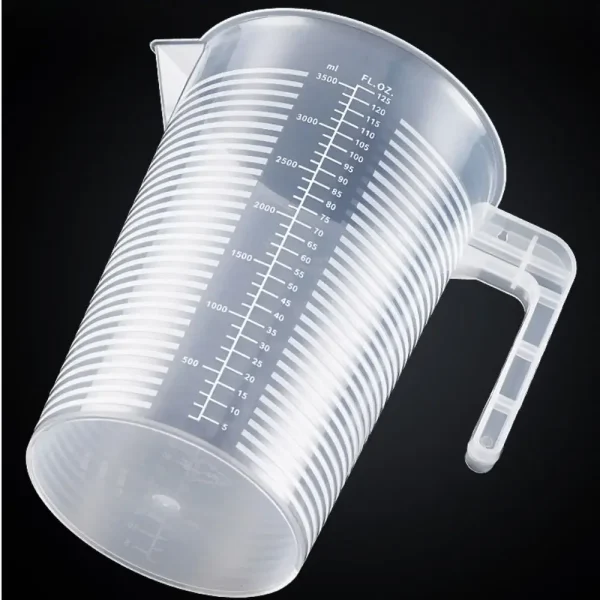 Verre doseur gradué en plastique, 100 ml à 5 l