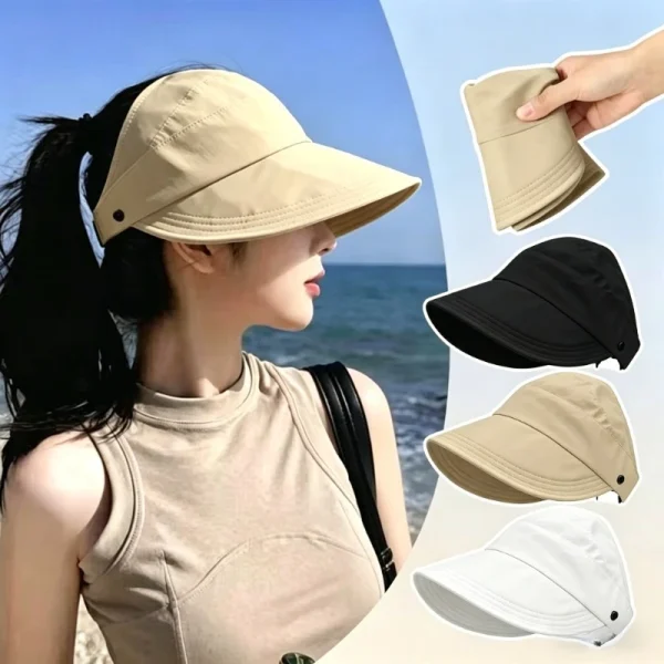 Visière-chapeau pliable avec passage queue de cheval