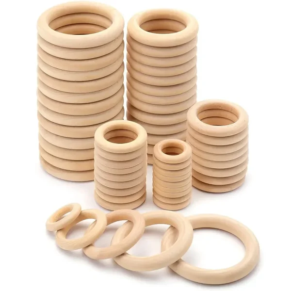 Anneaux en bois naturel pour macramé