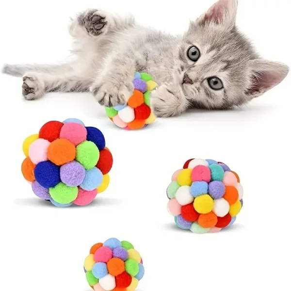 Balles pompons à grelot pour chat