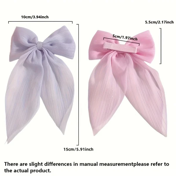 Barrettes nœuds en mousseline, lot de 11 : détail