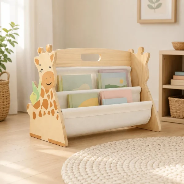 Bibliothèque enfant girafe en bois