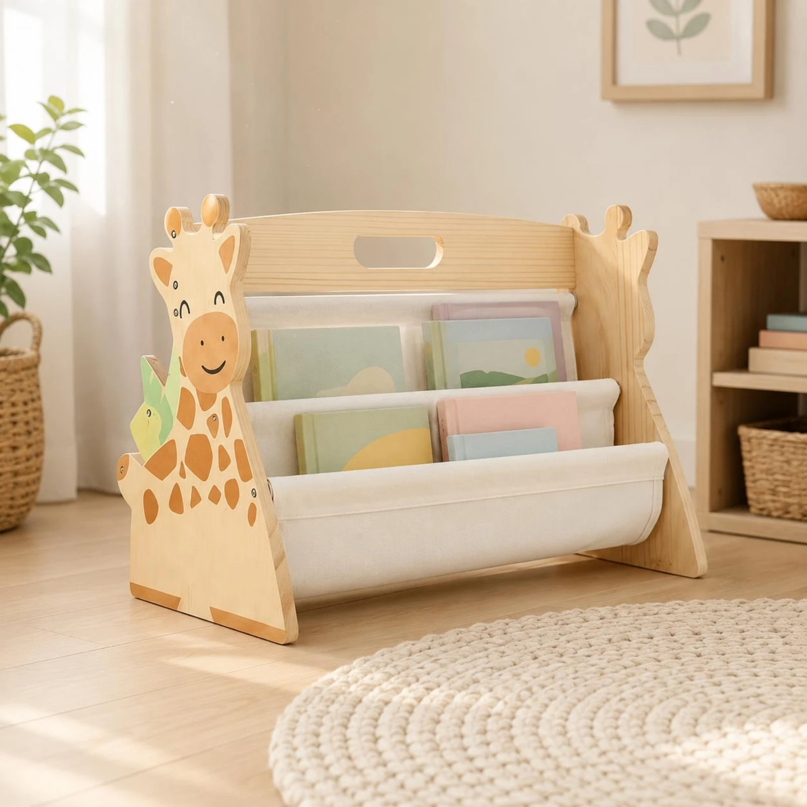 Bibliothèque enfant girafe en bois
