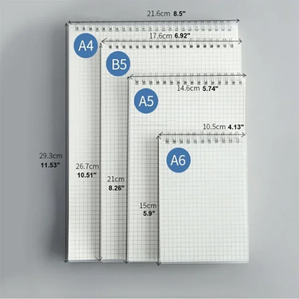 Bloc-notes à spirale quadrillé : détail