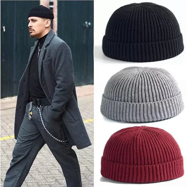 Bonnet docker en maille côtelée