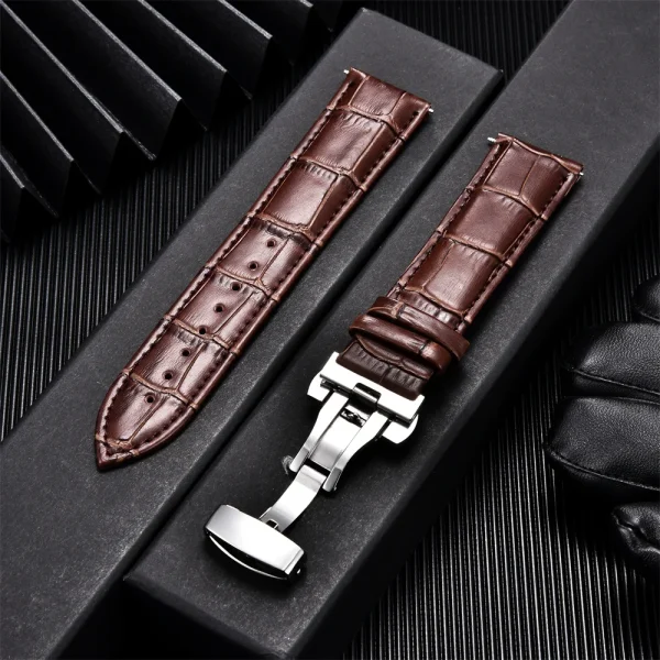 Bracelet de montre cuir grain croco à boucle déployante