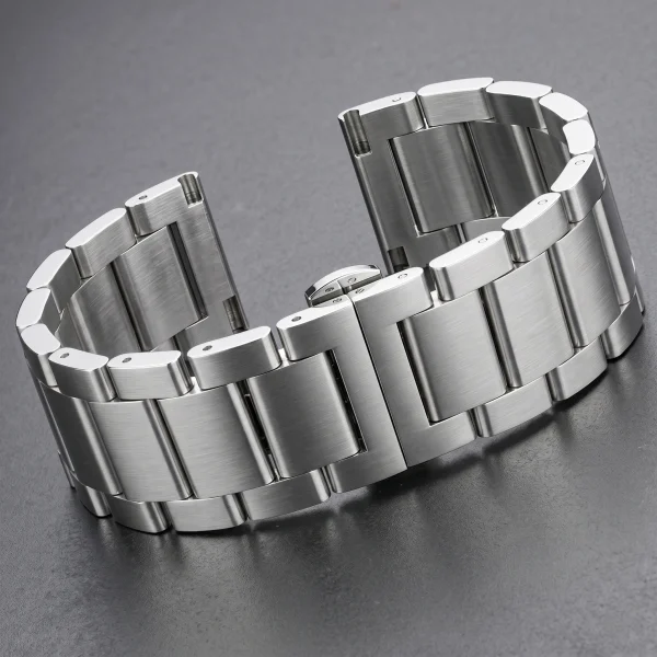 Bracelet de montre en acier massif à maillons