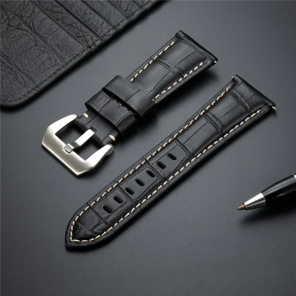 Bracelet de montre large en cuir matelassé