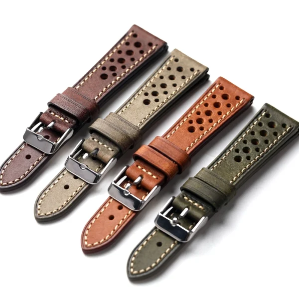 Bracelet de montre rallye en cuir perforé