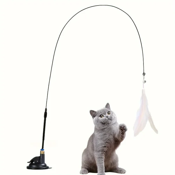 Canne à plumes pour chat à ventouse