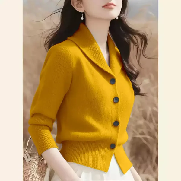 Cardigan blazer en grosse maille, col châle : détail