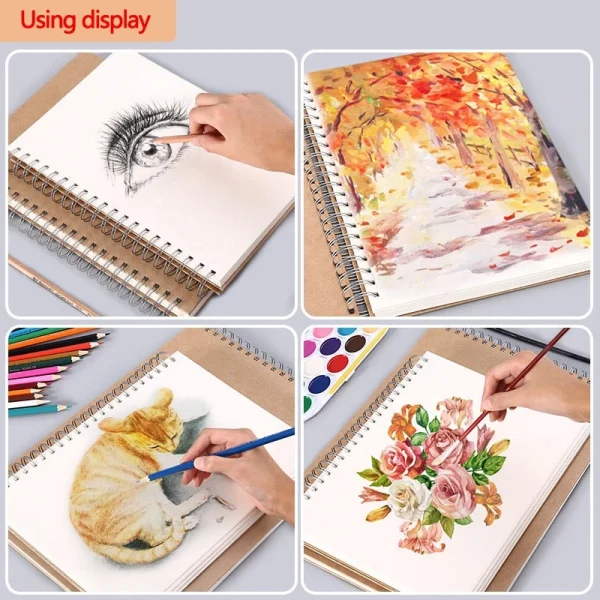 Carnet de croquis à spirale kraft, 160 g : détail