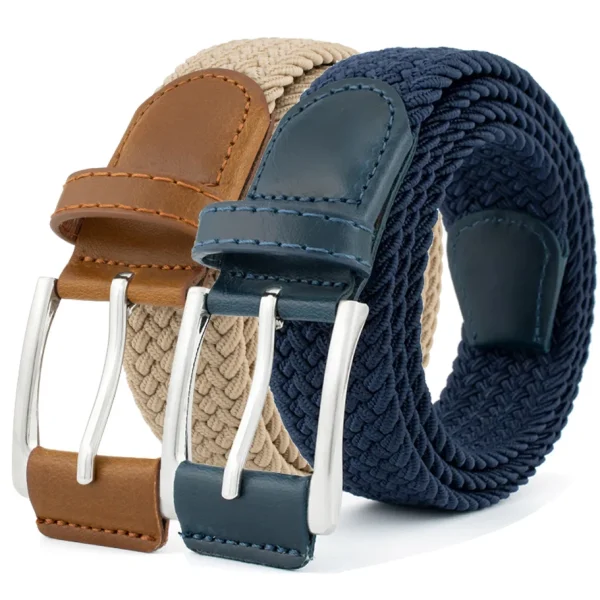 Ceinture tressée élastique, passant en cuir