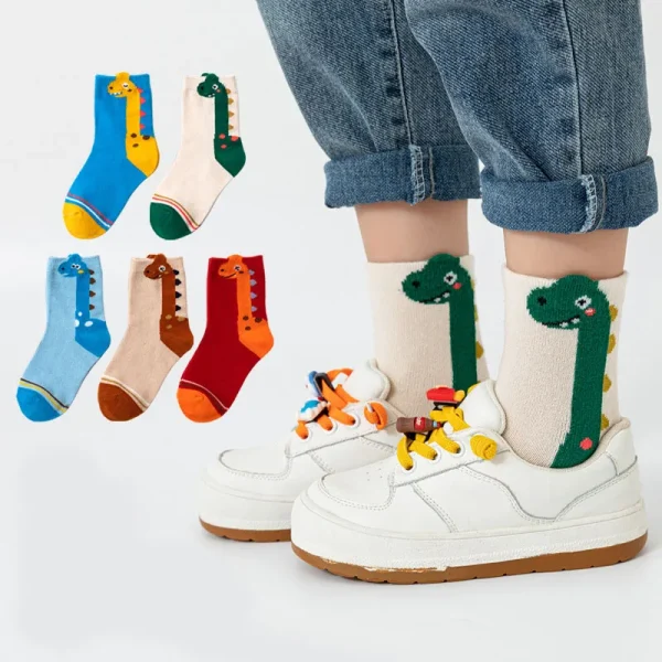 Chaussettes enfant motif dinosaure, lot de 5